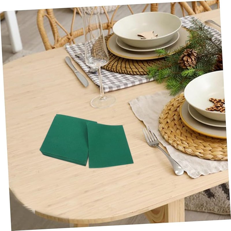 مناديل كوكتيل قابلة للتخلص من اللون الأخضر الداكن 50 قطعة مصنوعة من لب الخشب الناعم الماص لحفلات الزفاف والحفلات - Image 4